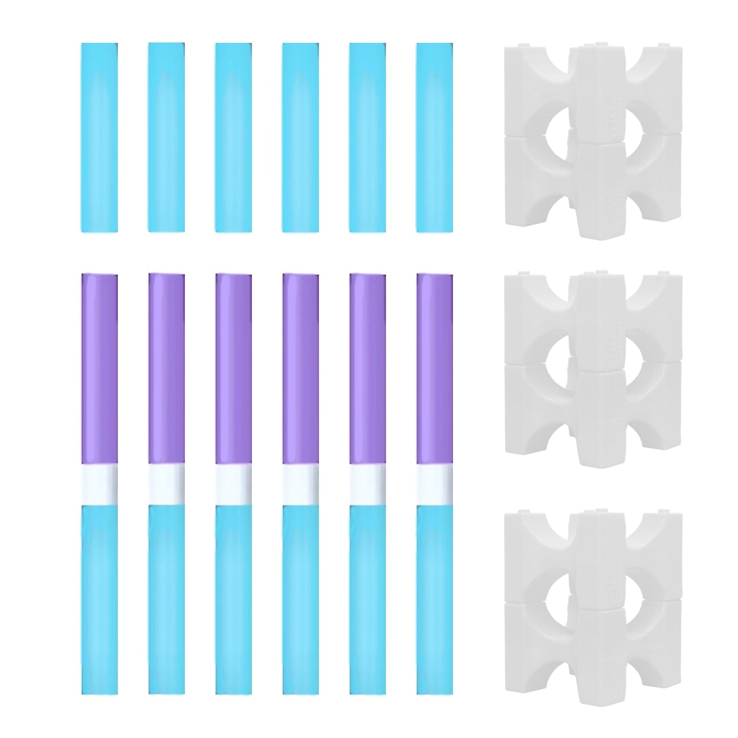 Copper Pony Poles Bundle Light Purple + Light Blue Poles with White Stackaletti Polework Kit (4' Wood Poles)