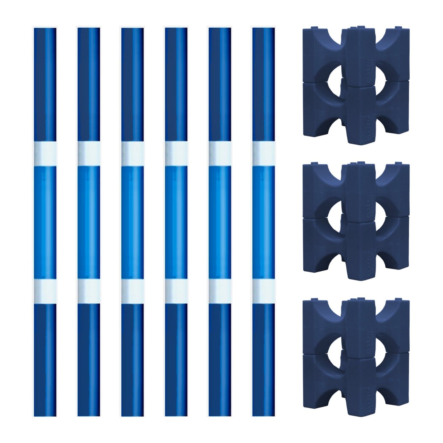 Copper Pony Poles Bundle Navy Blue + White Poles with Navy Stackaletti Polework Kit (4' Wood Poles)