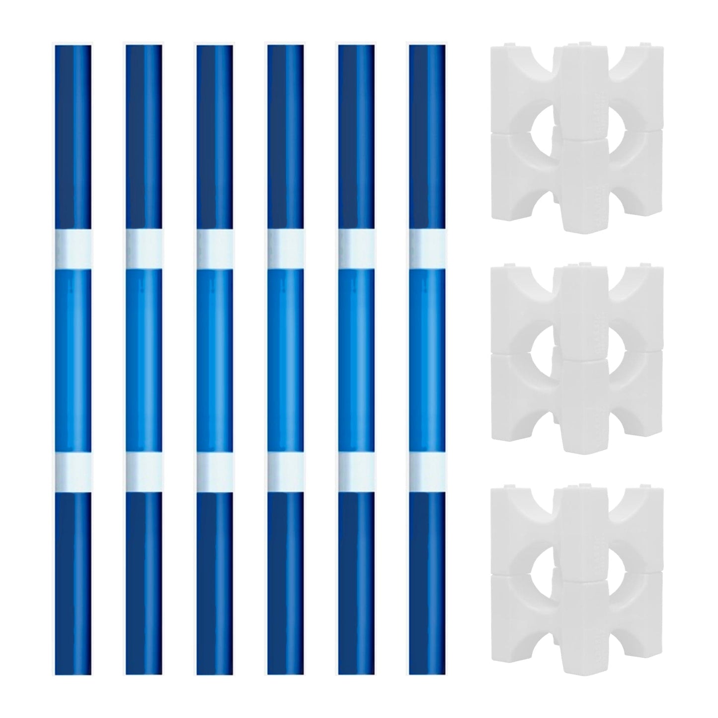 Copper Pony Poles Bundle Navy Blue + White Poles with White Stackaletti Polework Kit (4' Wood Poles)