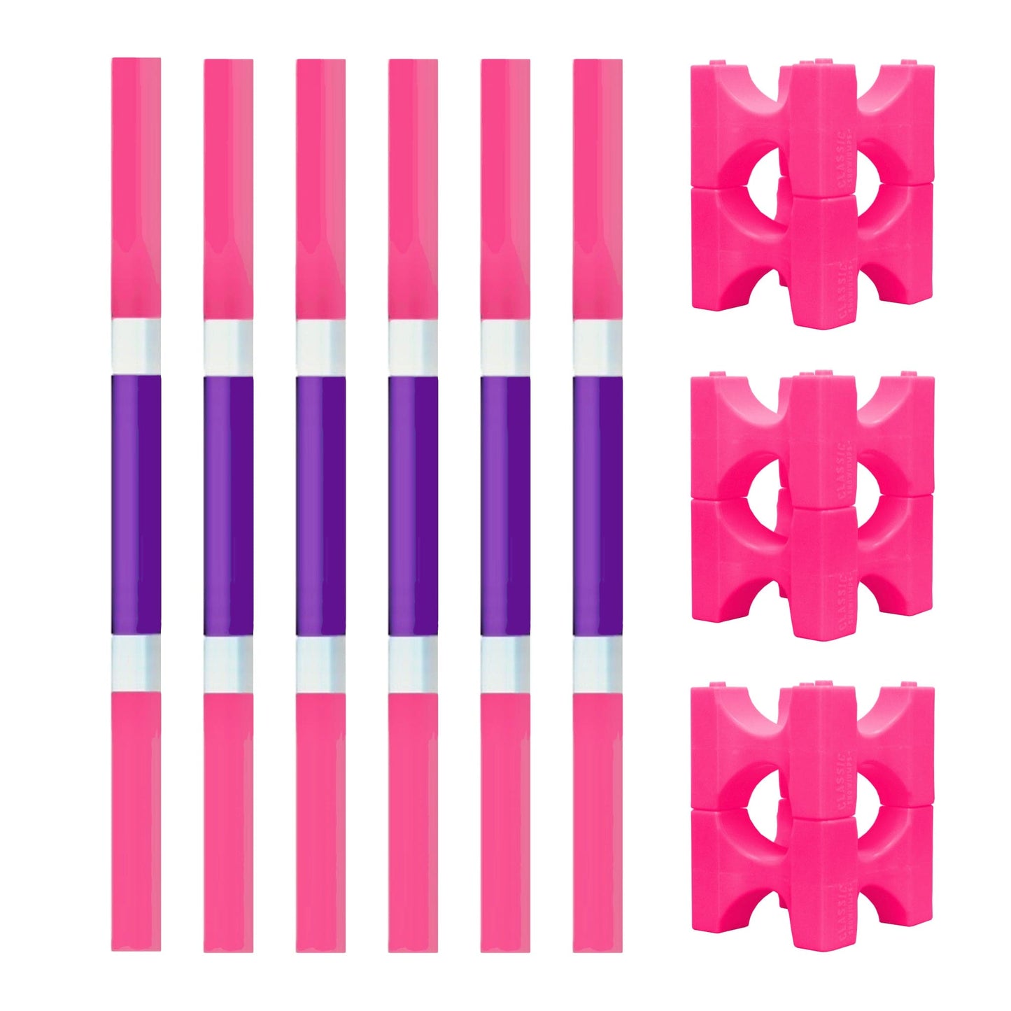 Copper Pony Poles Bundle Pink + Purple Poles with Pink Stackaletti Polework Kit (4' Wood Poles)