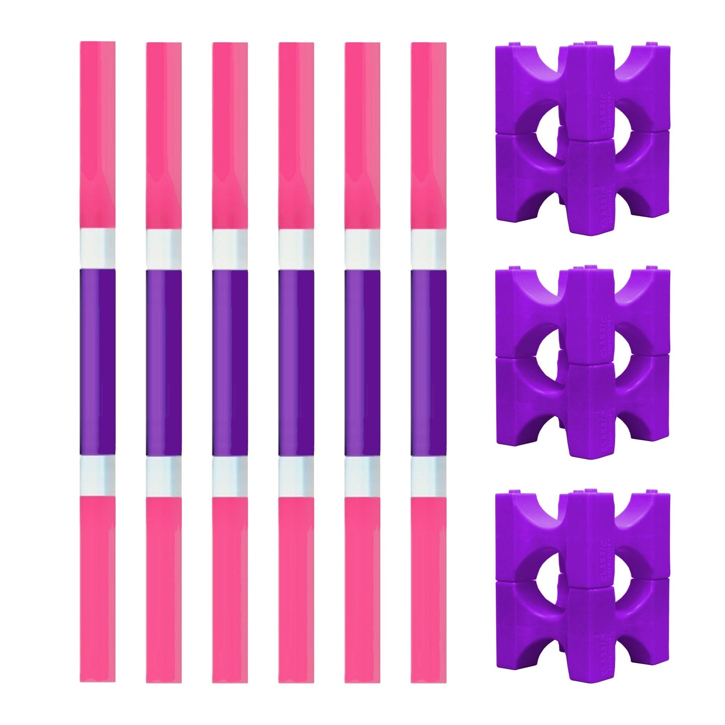 Copper Pony Poles Bundle Pink + Purple Poles with Purple Stackaletti Polework Kit (4' Wood Poles)