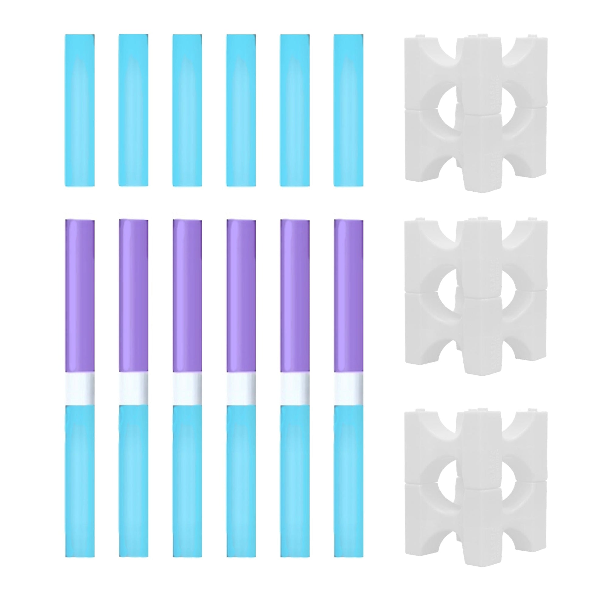 Copper Pony Poles Bundle Light Purple + Light Blue Poles with White Stackaletti Polework Kit (4' Wood Poles)