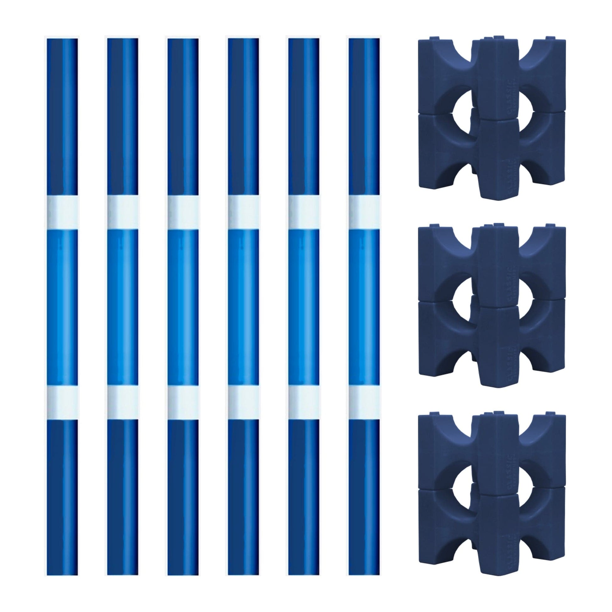 Copper Pony Poles Bundle Navy Blue + White Poles with Navy Stackaletti Polework Kit (4' Wood Poles)