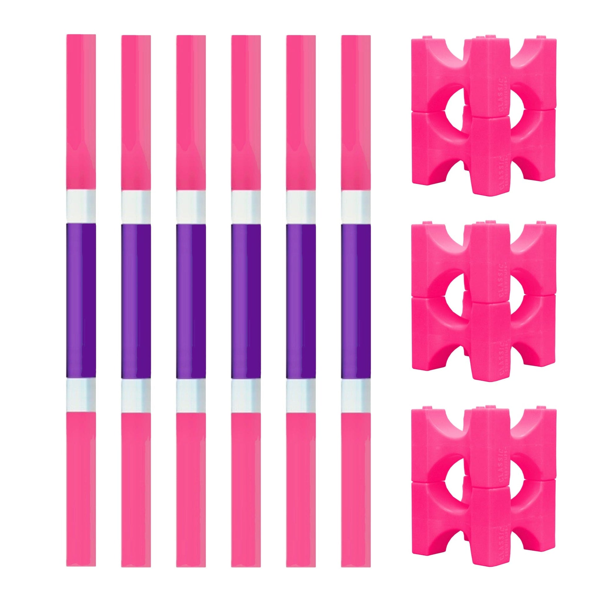 Copper Pony Poles Bundle Pink + Purple Poles with Pink Stackaletti Polework Kit (4' Wood Poles)