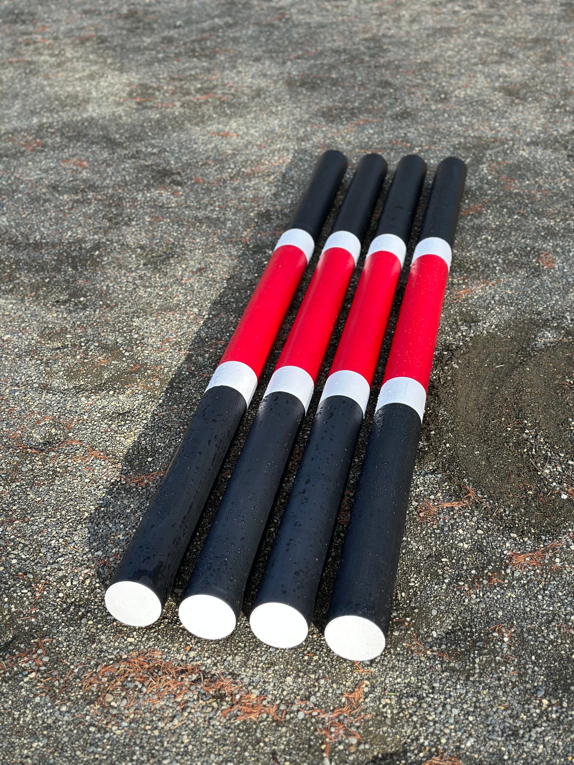 Copper Pony Poles Dark Red / Black Poles - 6.5' ft Zero Maintenance / Polymer Wrapped Wood (Set of 4)